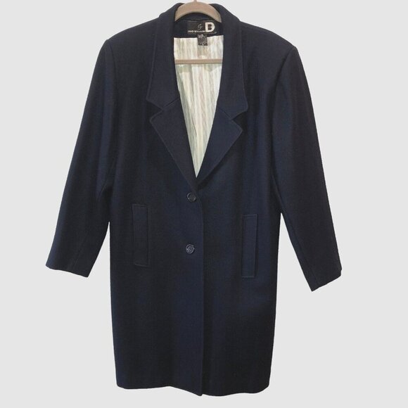 VTG David Benjamin Womens Size 11 Blue Pure Wool Button Front Pockets Coat Hole - Picture 1 of 11